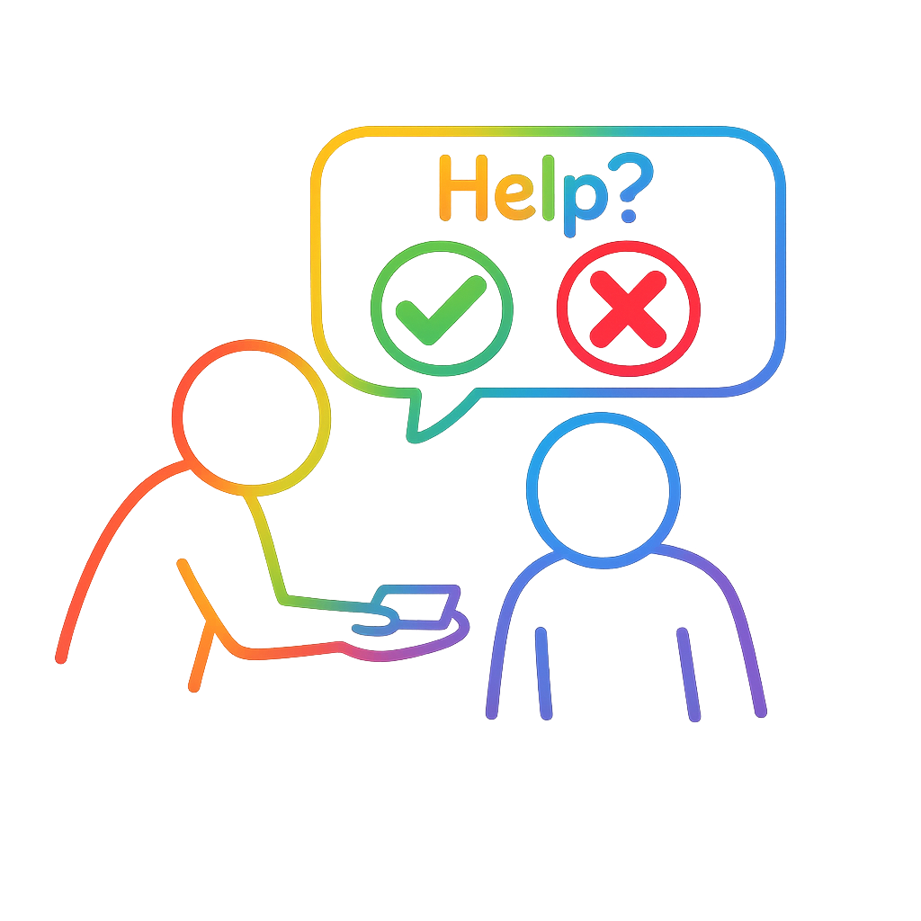 Person getting help with technology