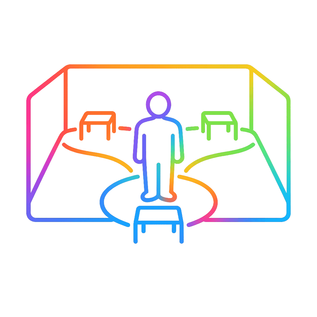 Shared learning space icon representing connected community learning sites