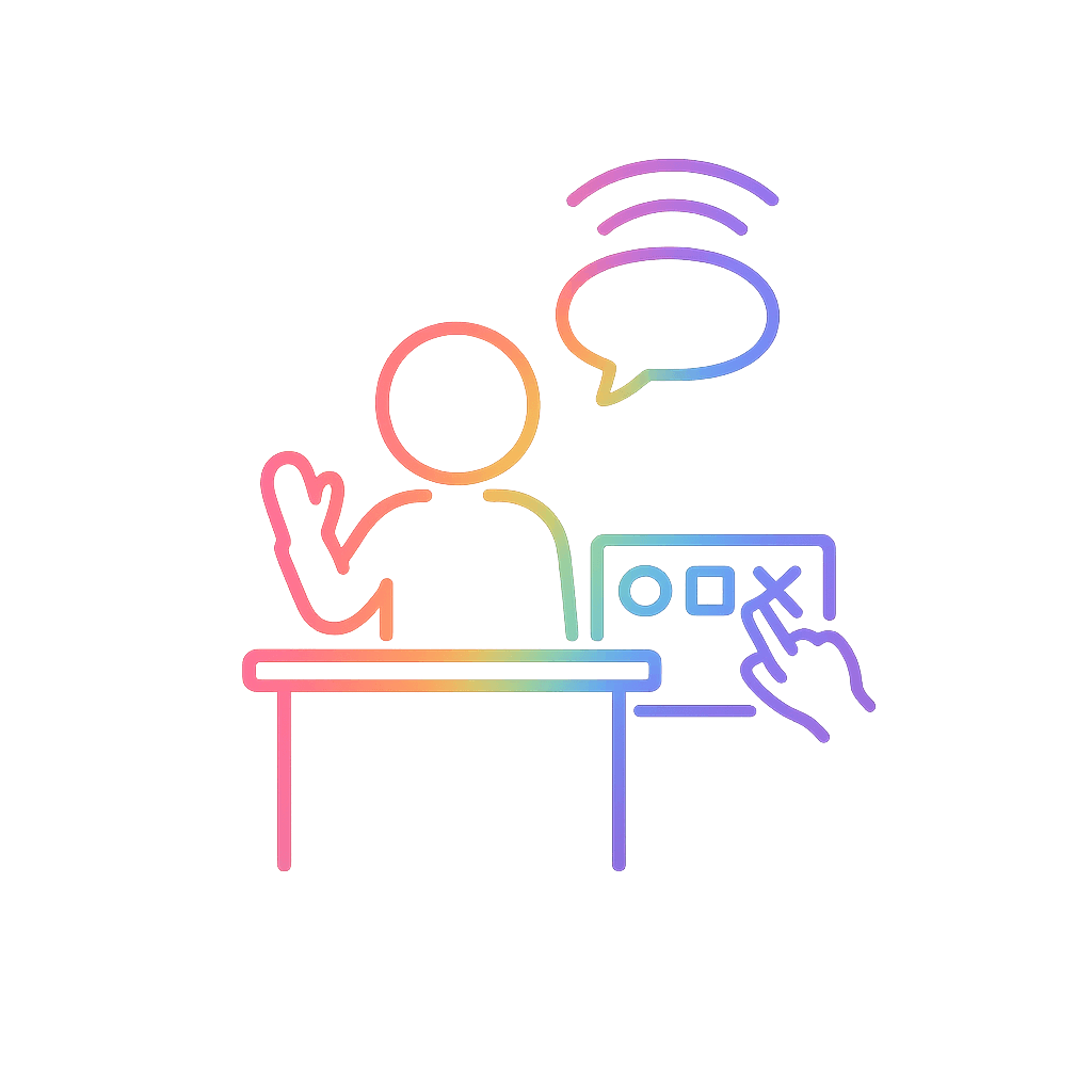 Simple AAC-style icon showing an accessibility action plan.