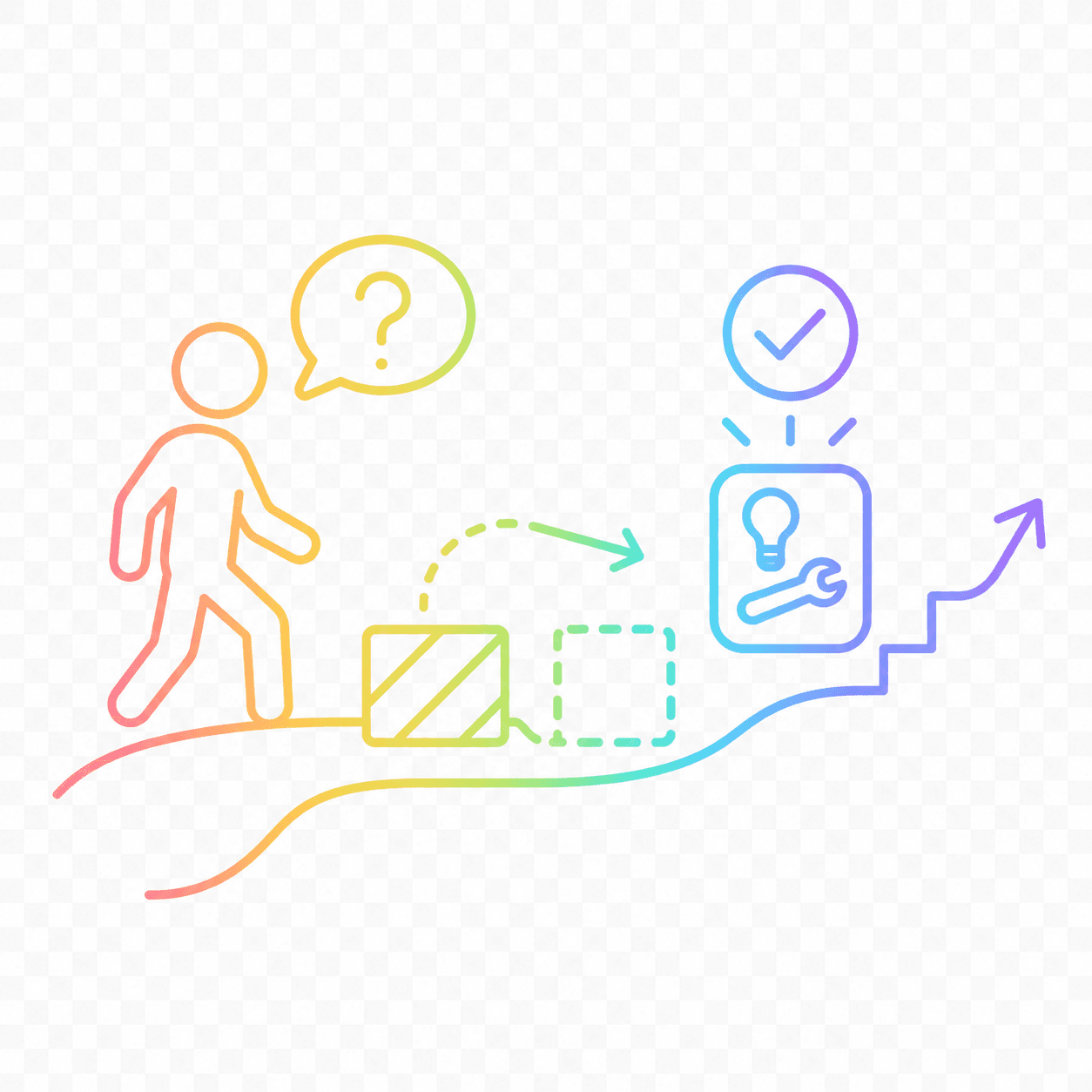 Simple AAC-style icon showing one small change.