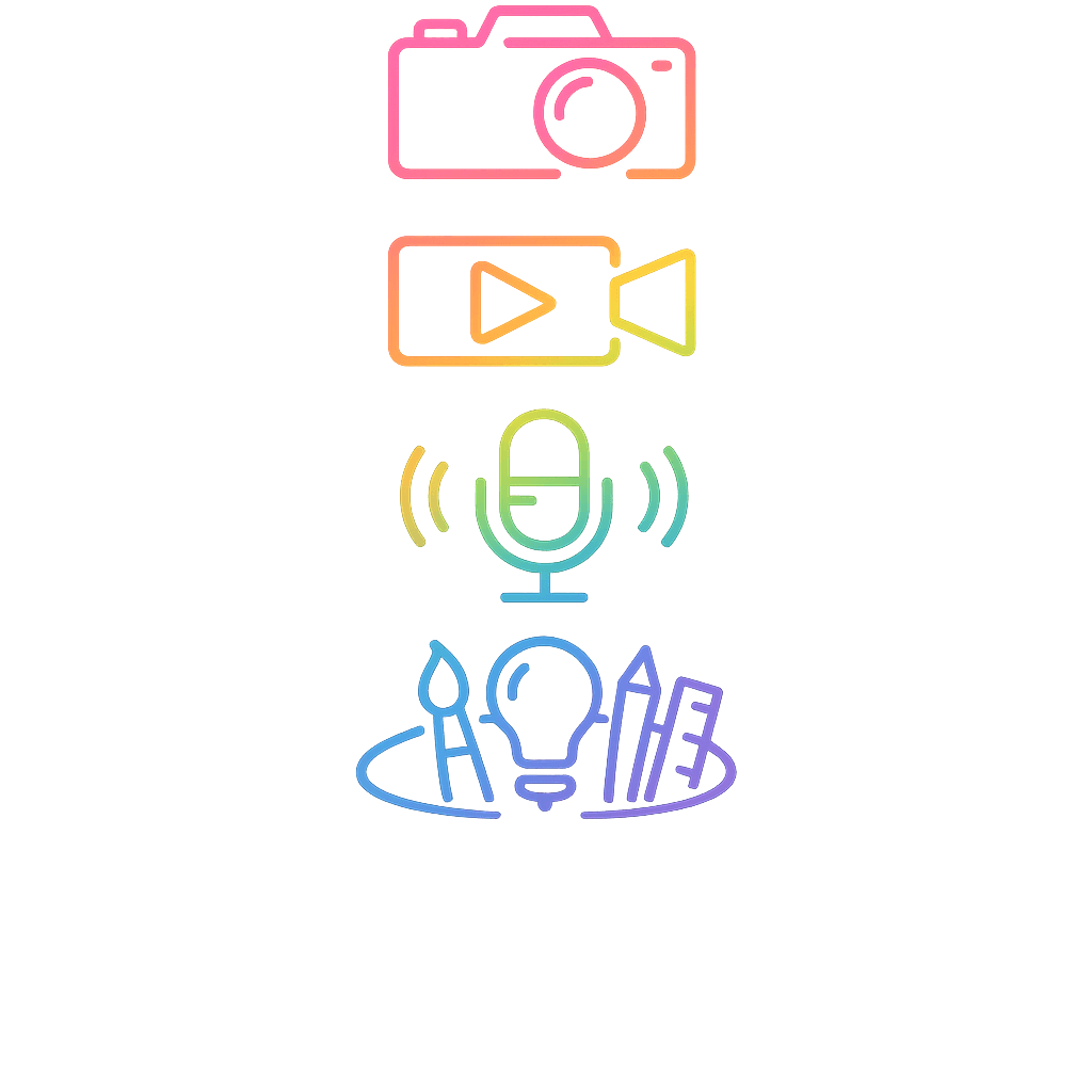 Camera equipment representing types of media