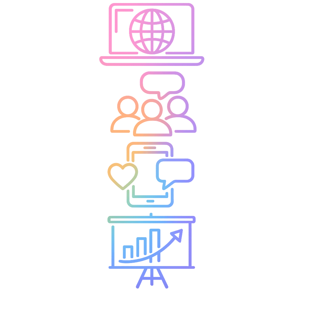 Website on computer screen representing where media is used