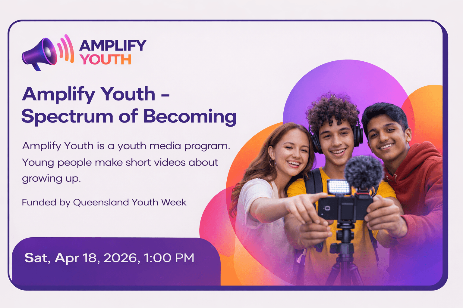 Amplify Youth — Spectrum of Becoming workshop series banner