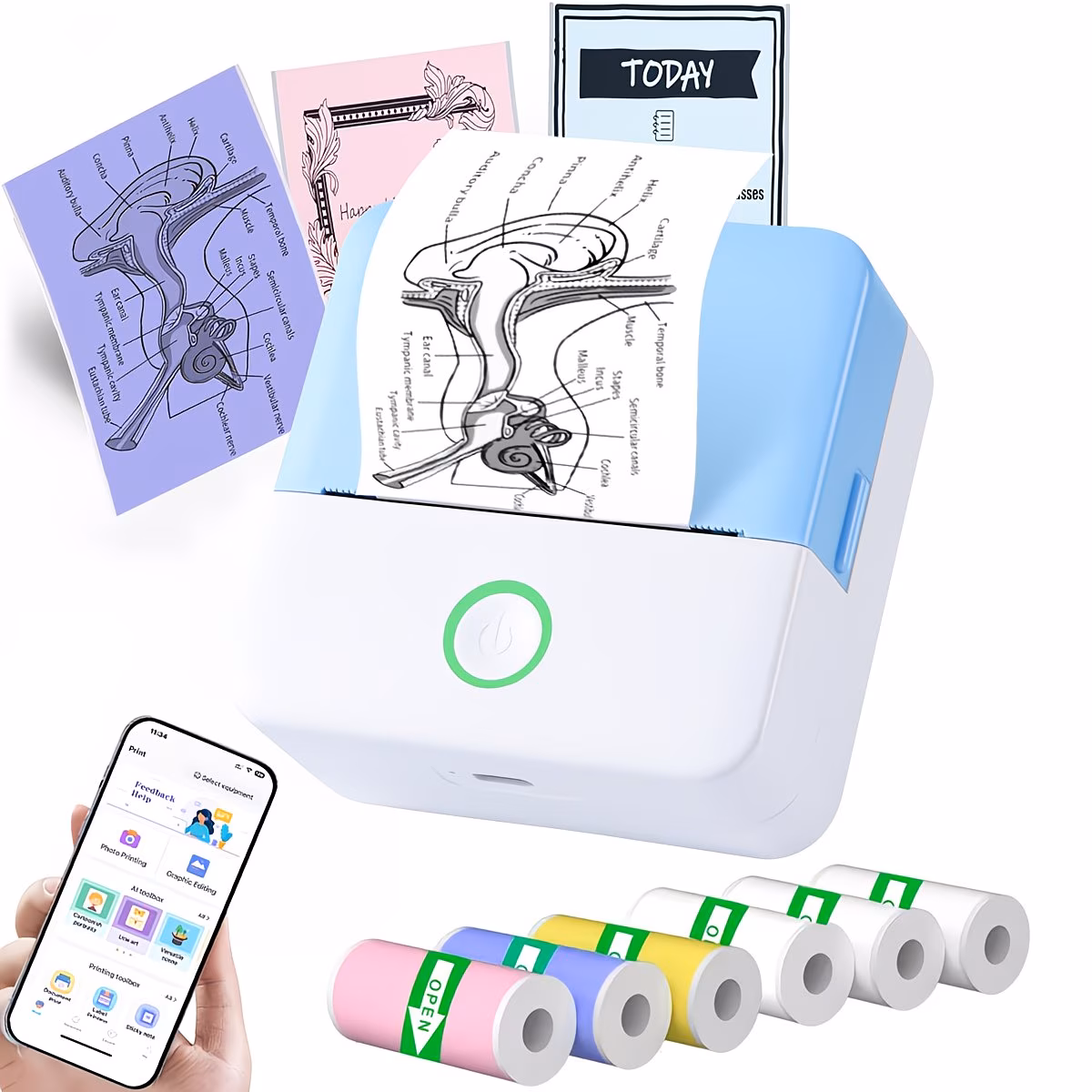 Portable printer for symbol cards