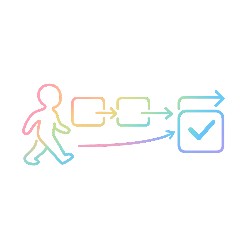 Simple icon showing numbered next steps.