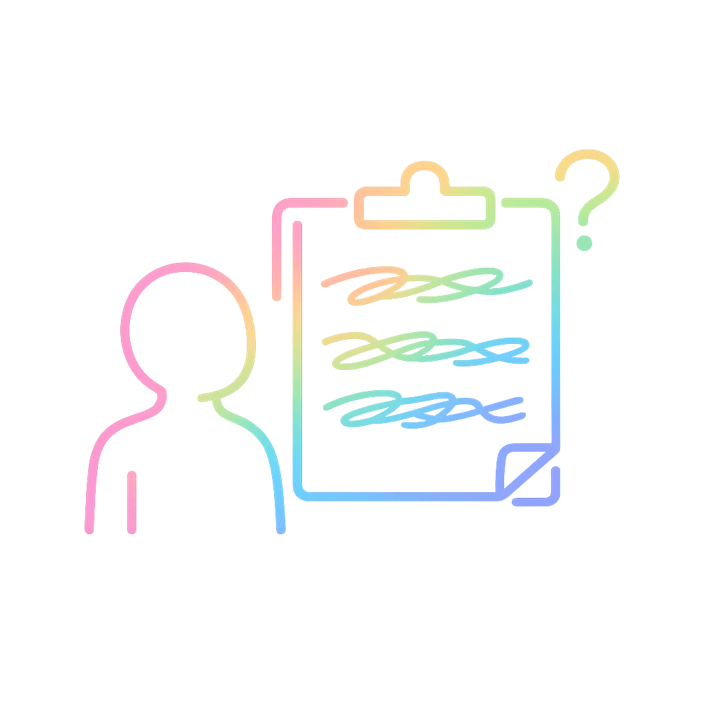 Simple icon showing a confusing message or document.