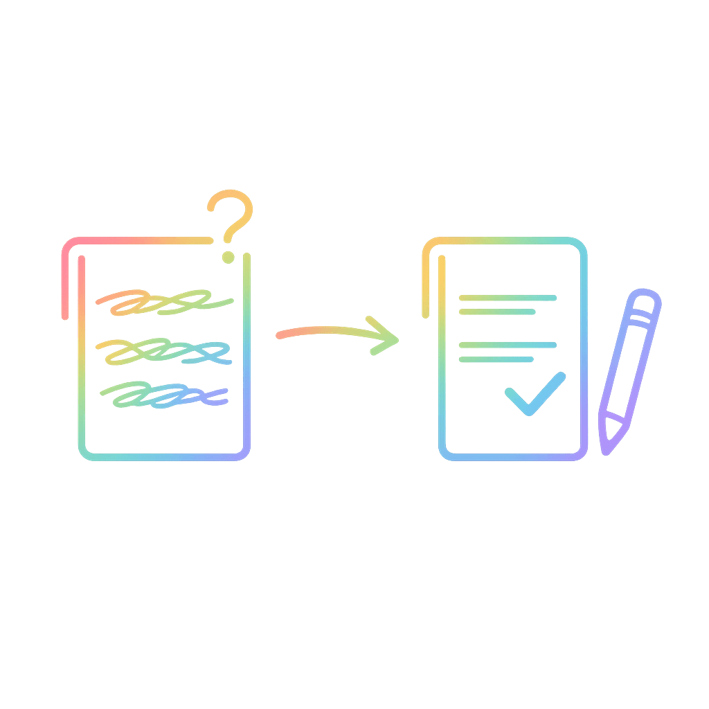 Simple icon showing a rewritten message.