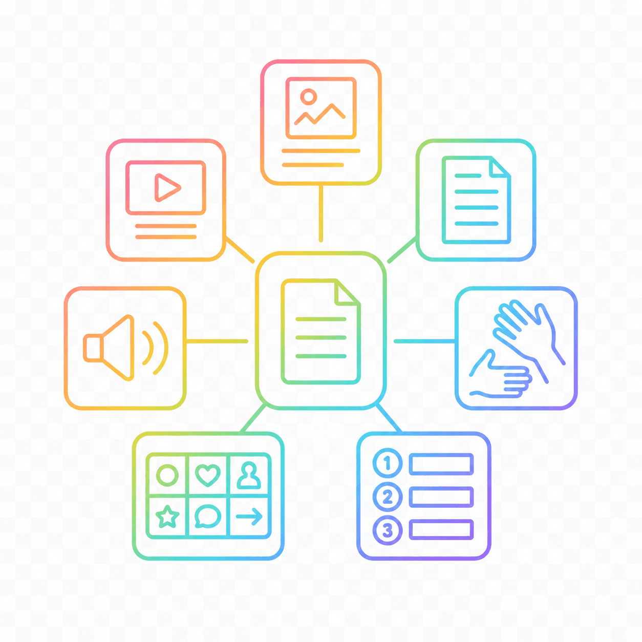 Simple icon showing information in different formats.
