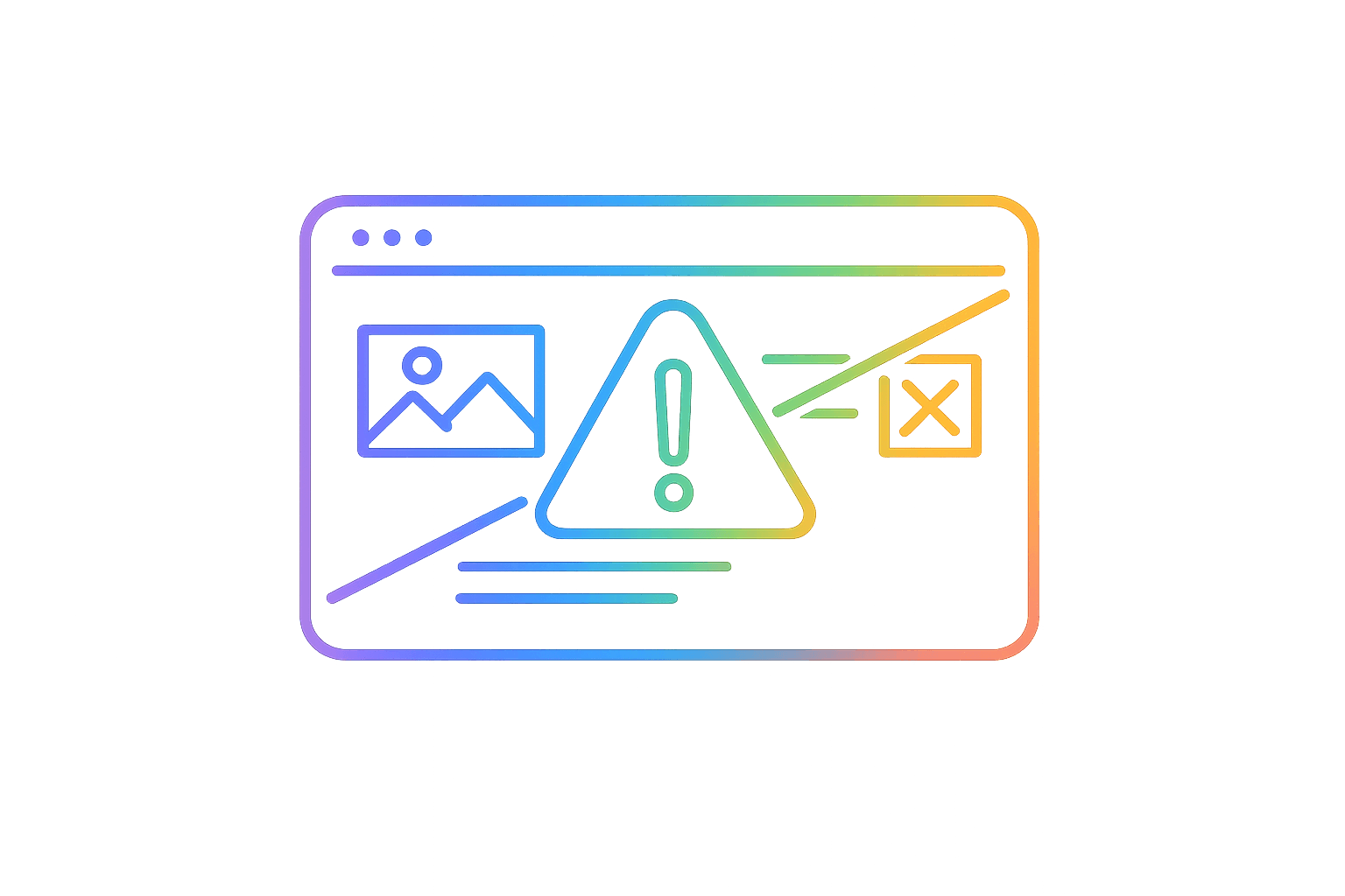 Simple icon showing a digital barrier on a screen or online form.